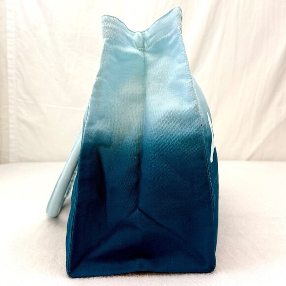 Athleta Canvas Shopping Tote Bag with 2 Handles Blue Ombre with White Logo - Picture 4 of 8